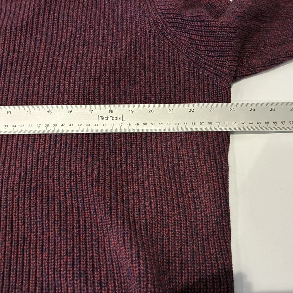Lands End Drifter Burgundy Blue Marled Ribbed Knit Sweater Mens‎ XL Y2K Heritage